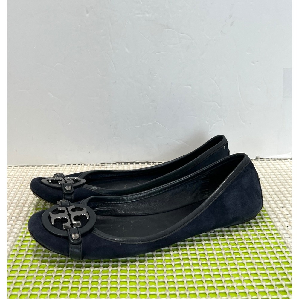Tory Burch Arden Suede Ballet Flats Women's 8.5M Navy Blue GOOD